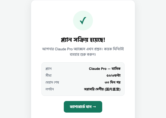 অ্যাক্টিভেশন নিশ্চিতকরণ